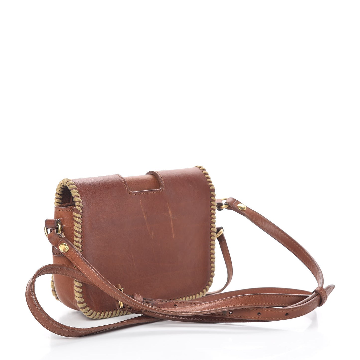 Calfskin Whipstitch Toy Charlotte Messenger Bag Cognac