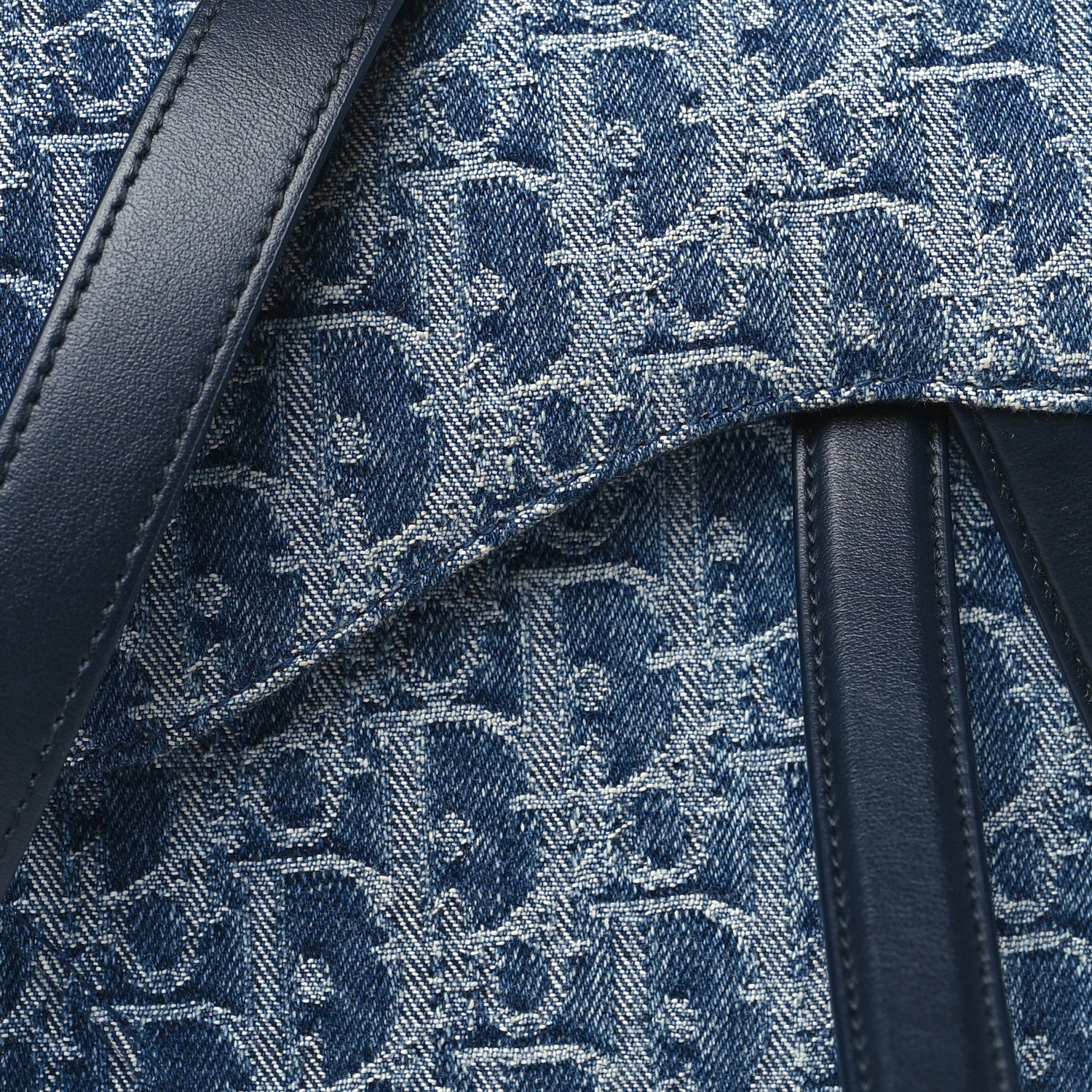 Christian Dior Denim Oblique Jacquard Saddle Bag With Strap Blue 8 of 11
