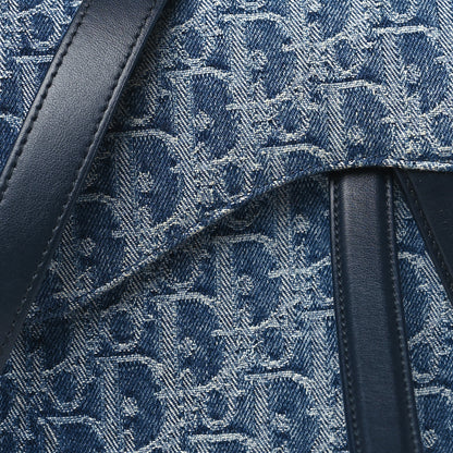 Christian Dior Denim Oblique Jacquard Saddle Bag With Strap Blue 8 of 11