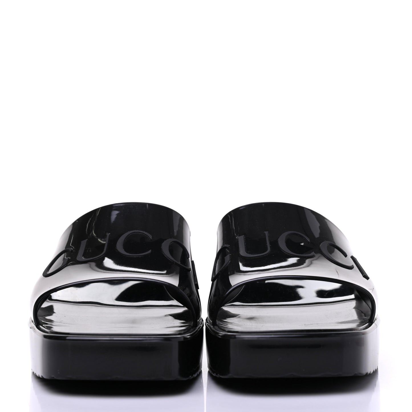 Rubber Gucci Logo Womens Platform 20/60mm Slide Sandals 37 Black