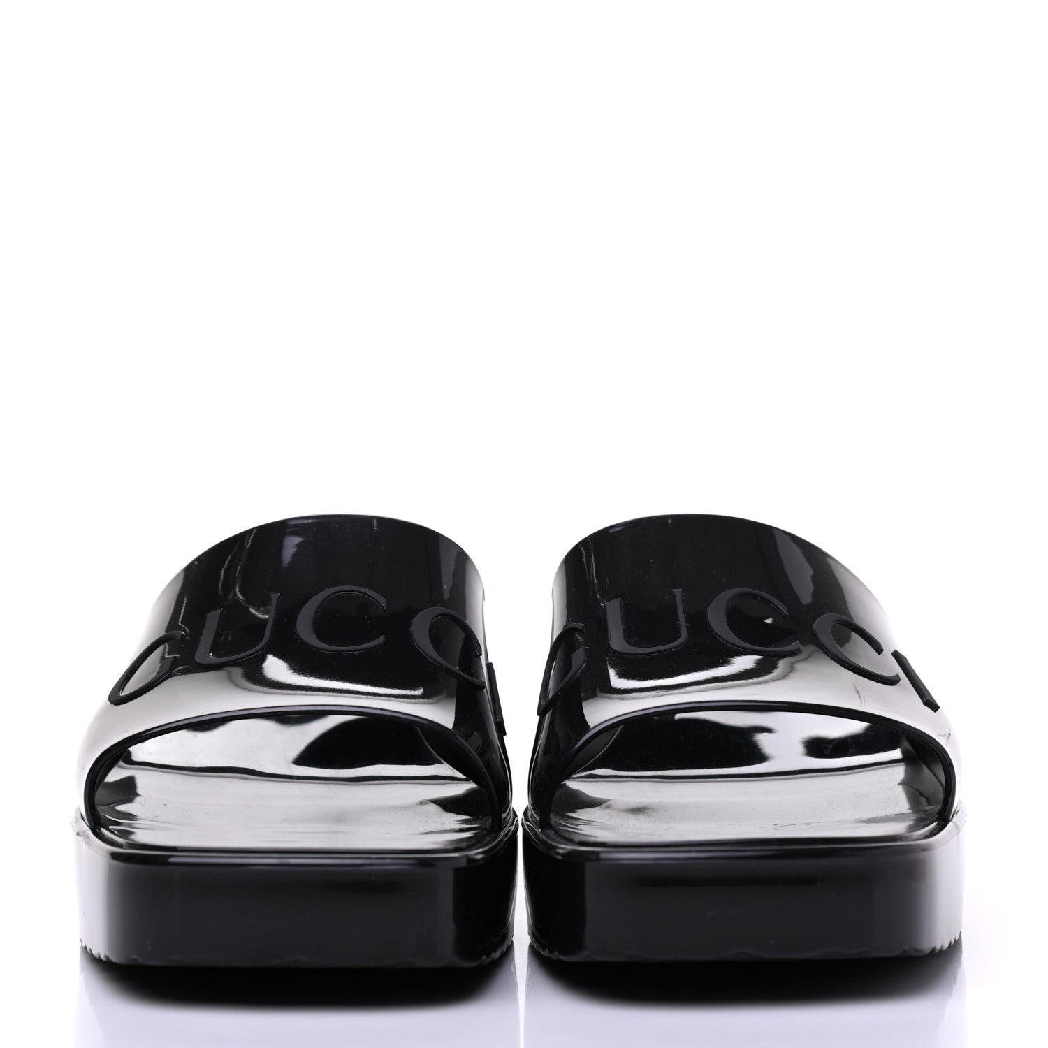 Gucci Rubber Gucci Logo Womens Platform 20/60mm Slide Sandals 37 Black 2 of 14