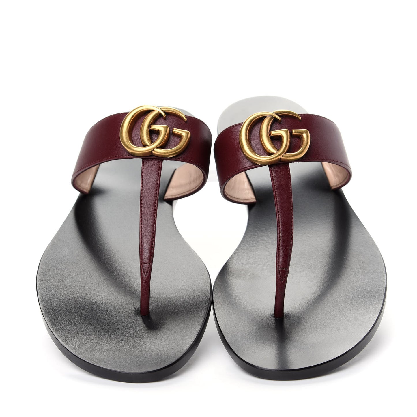 Calfskin GG Marmont Thong Sandals 37 Vintage Bordeaux