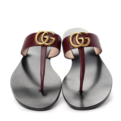 Gucci Calfskin GG Marmont Thong Sandals 37 Vintage Bordeaux 5 of 10