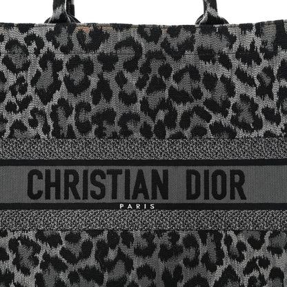 Christian Dior Canvas Mizza Embroidered Large Leopard Book Tote Grey 8 of 12
