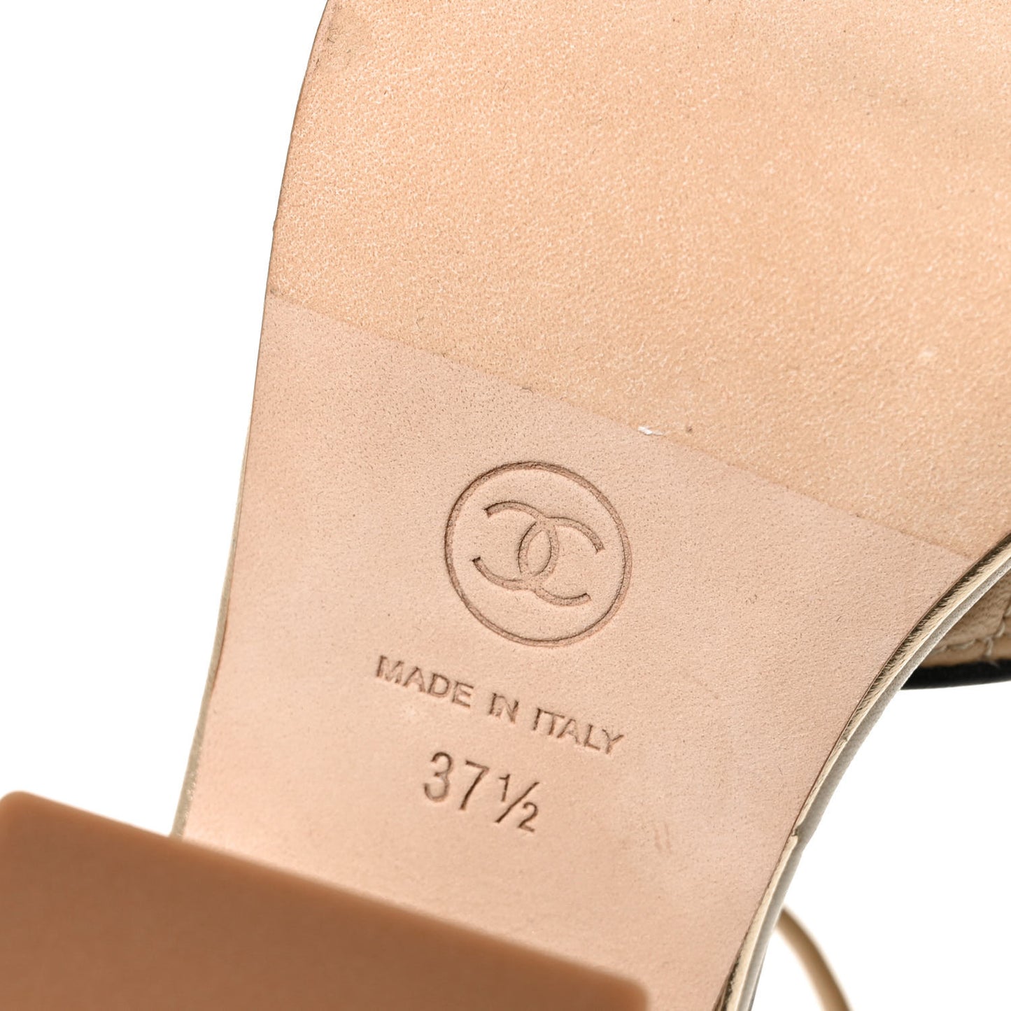 Lambskin Quilted CC Sandal 37.5 Beige