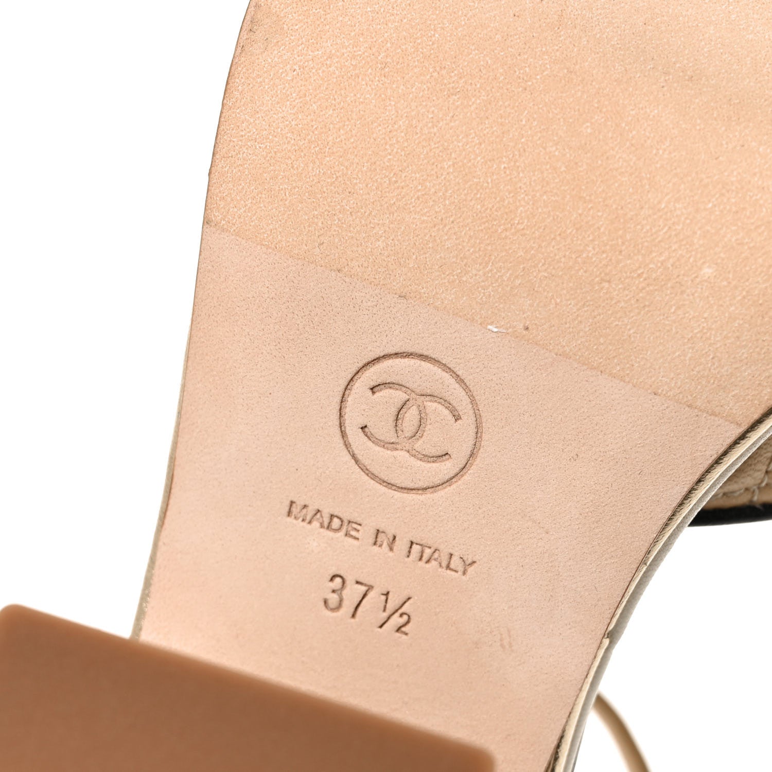 Chanel Lambskin Quilted CC Sandal 37.5 Beige 7 of 8