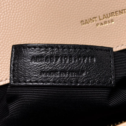 Saint Laurent Grain De Poudre Matelasse Chevron Large Monogram Satchel Nude Powder 8 of 12