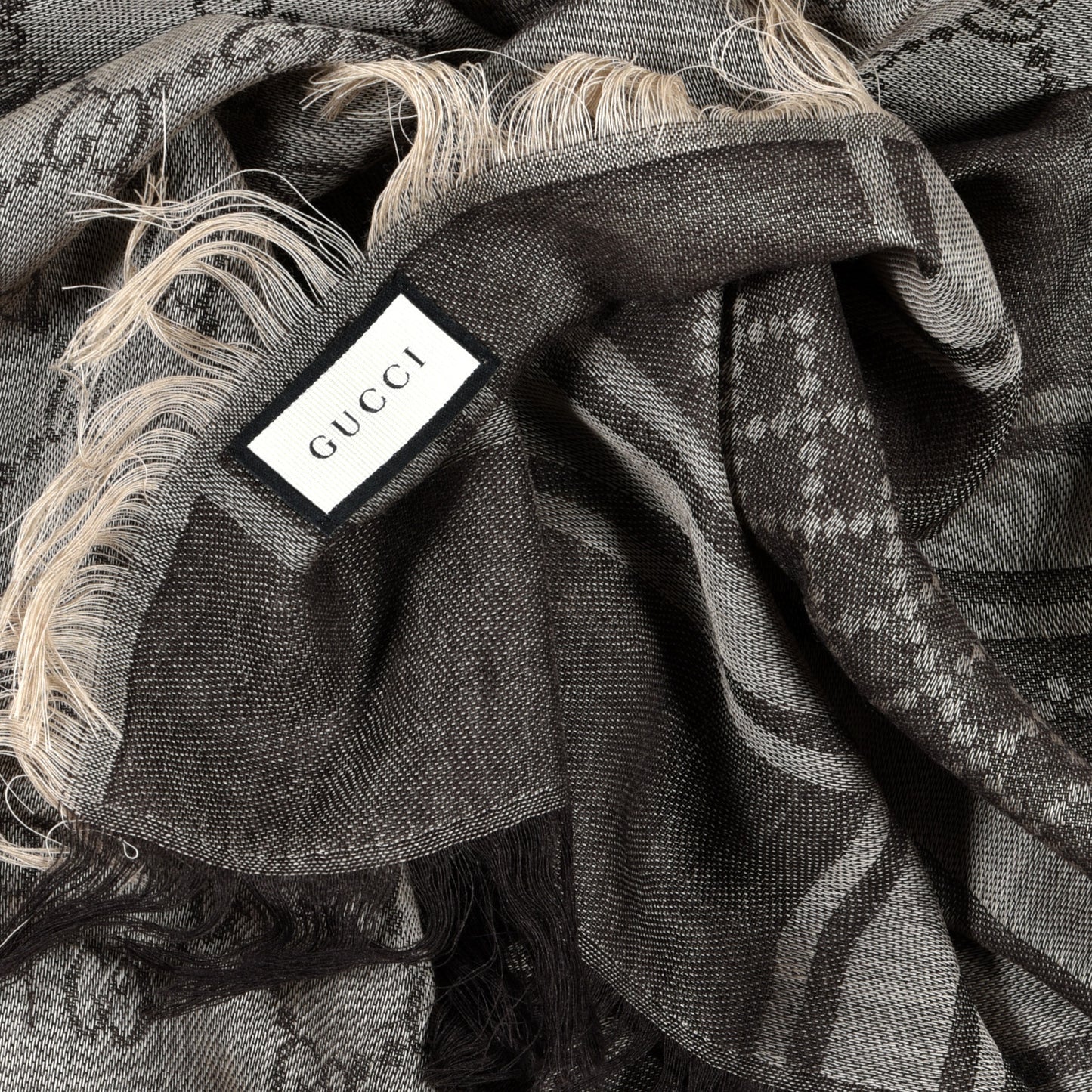 Wool Silk GG Monogram Diamante Cavendish Square Shawl Brown