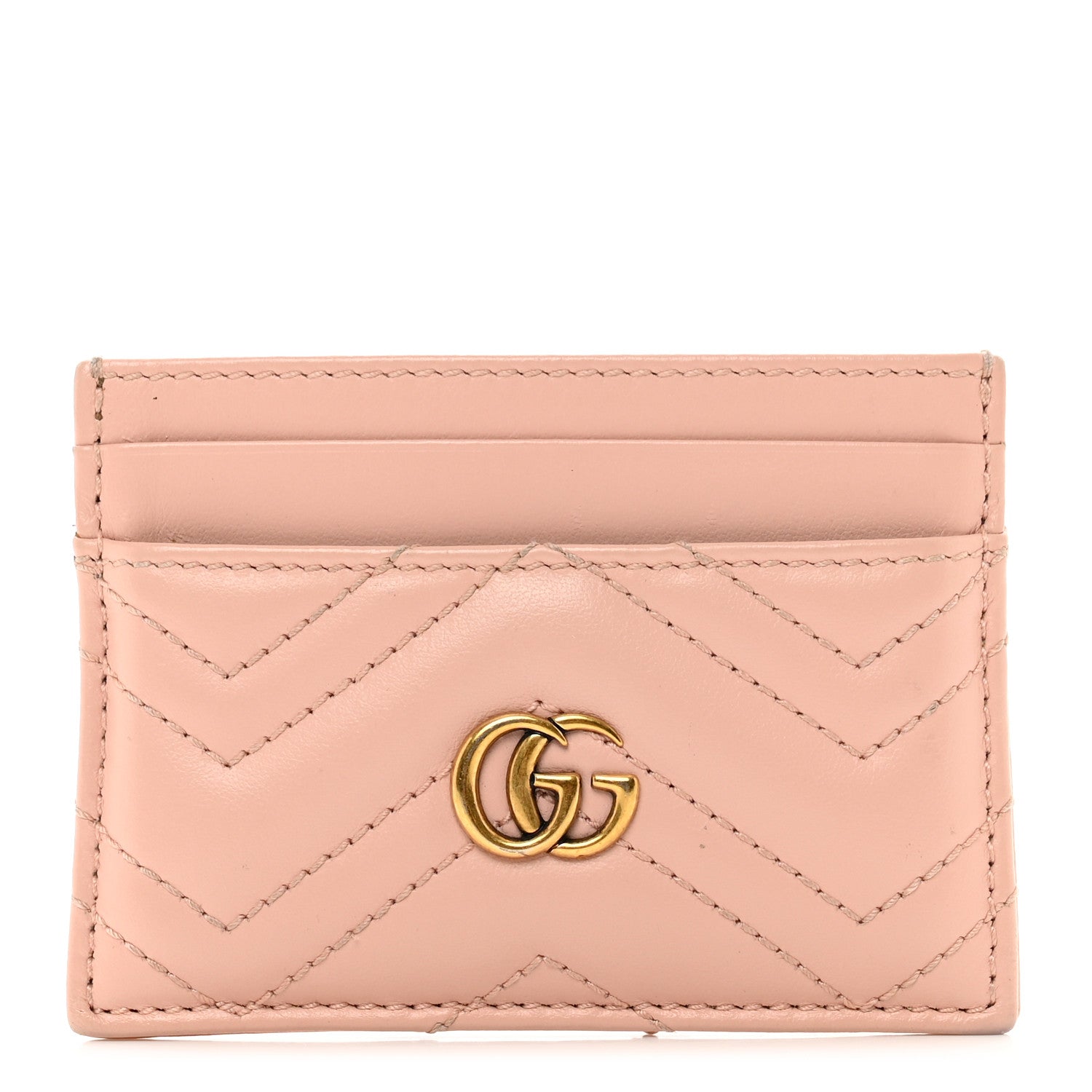 Gucci Calfskin Matelasse GG Marmont Card Holder Perfect Pink 1 of 8