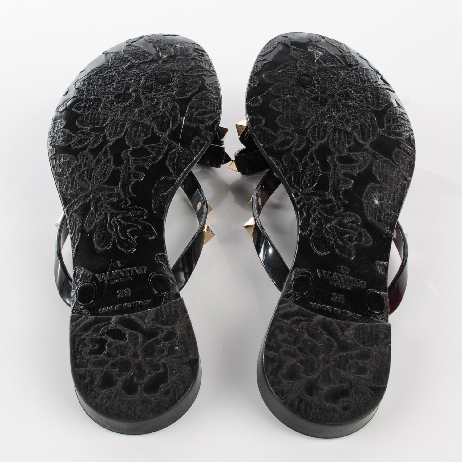 Valentino Garavani PVC Jelly Rockstud Bow Thong Sandals 38 Black 5 of 7
