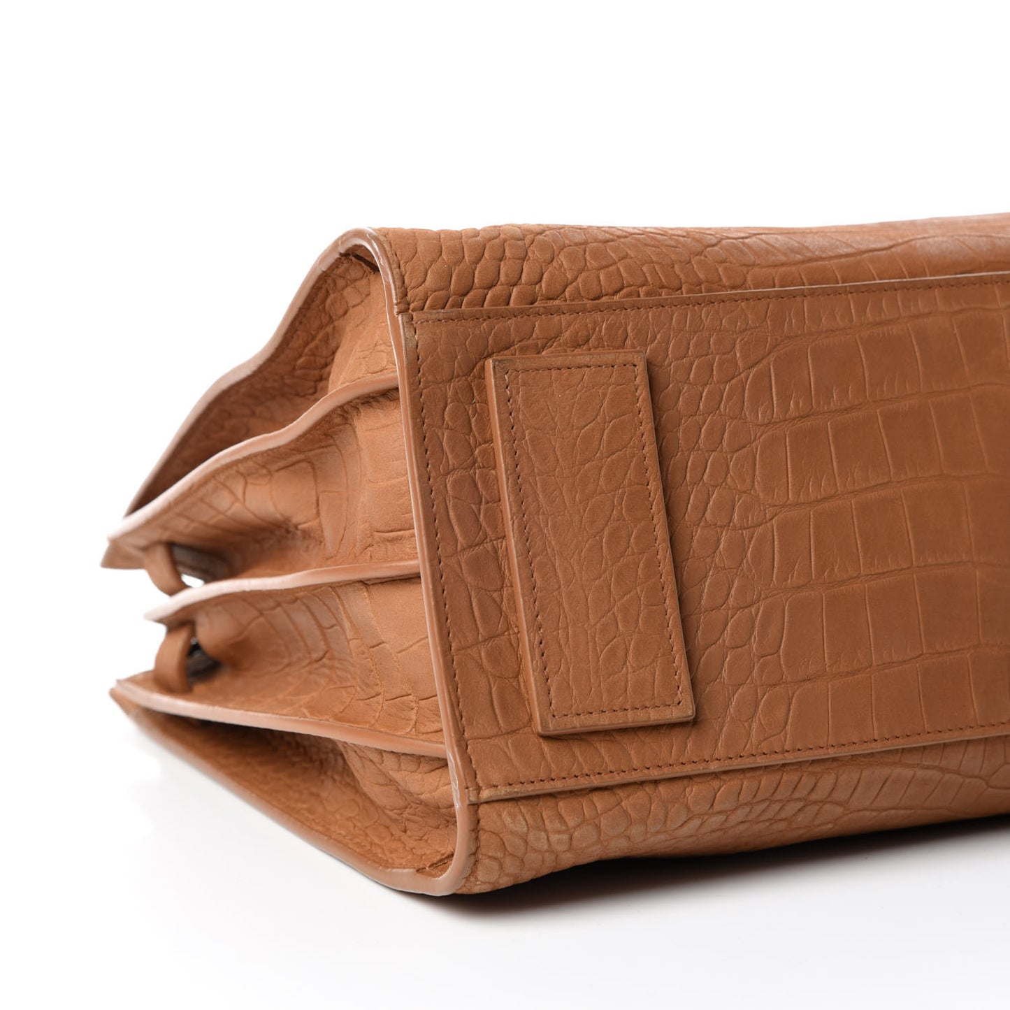 Crocodile Embossed Suede Small Supple Sac de Jour Tan