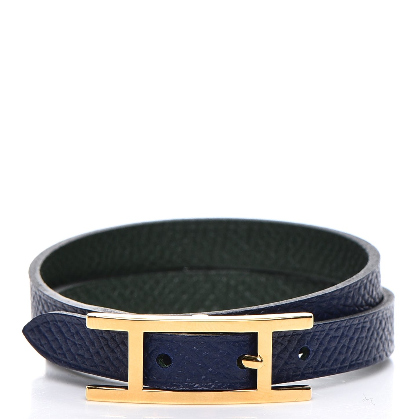 Epsom Behapi Double Tour Bracelet XS Bleu Saphir Vert Anglais