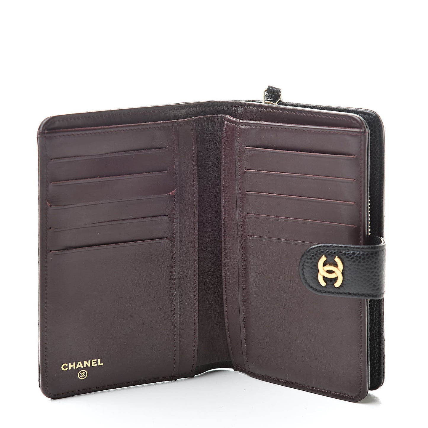 Caviar Quilted Zipped Pocket Wallet Black