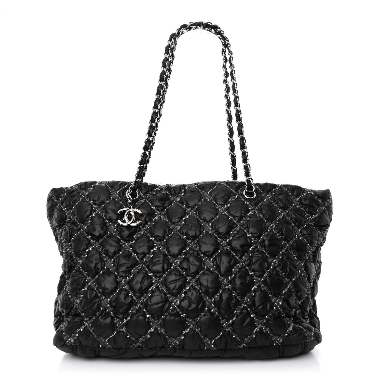 Chanel Nylon Quilted Tweed Stitch Bubble Tote Black 1 of 11