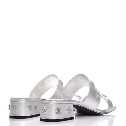 Chanel Iridescent Calfskin Crystal Stars Mules 39.5 Silver 3 of 12