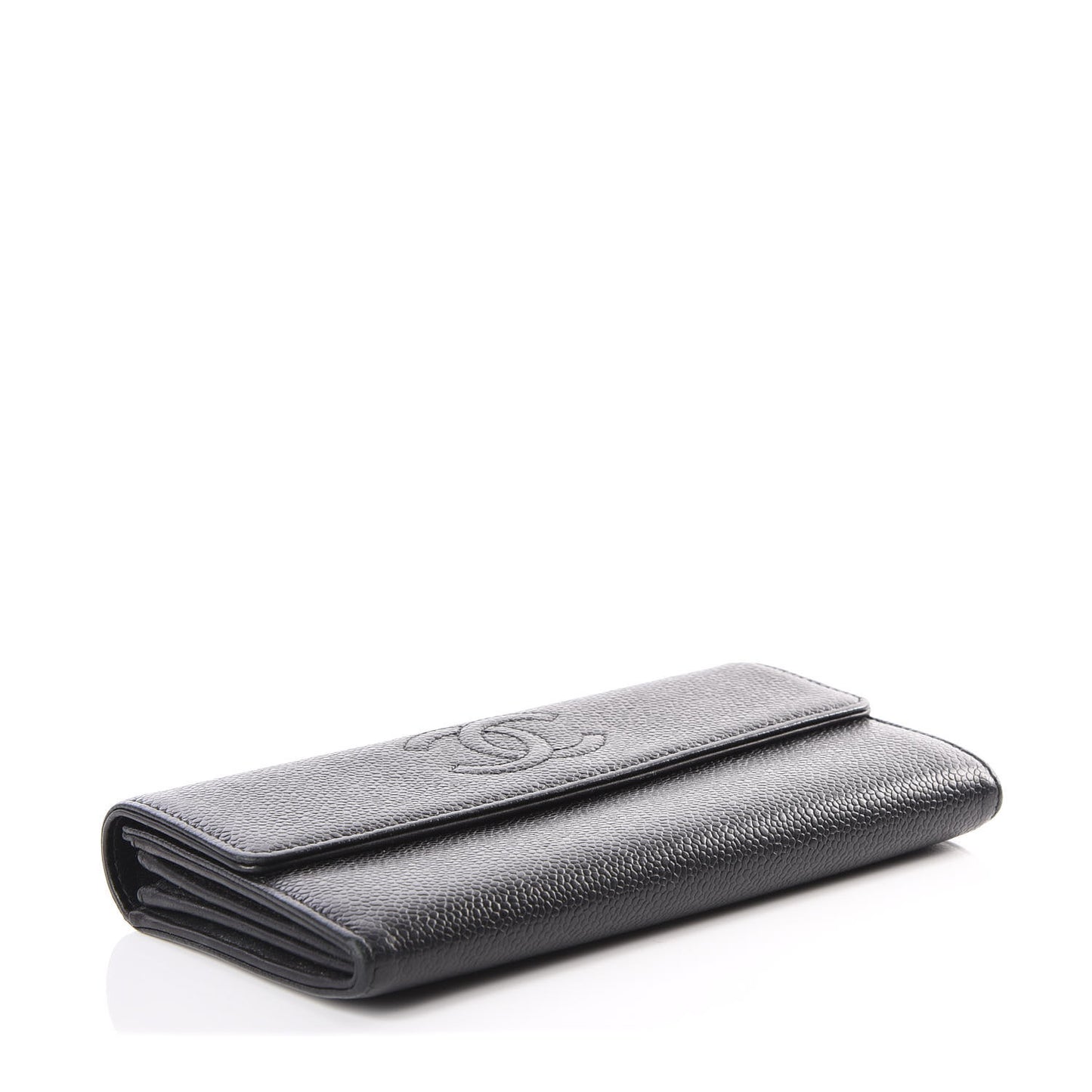 Caviar Timeless CC Large Gusset Flap Wallet Black