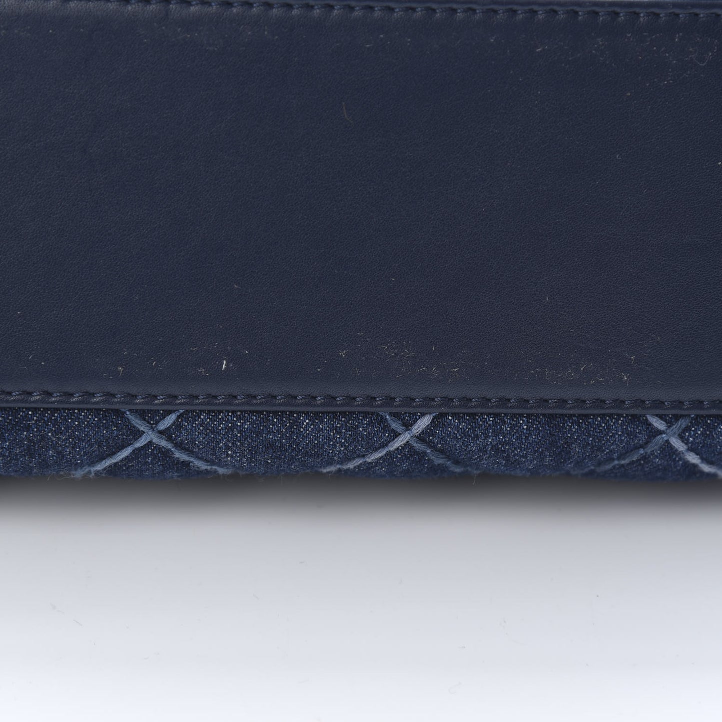 Denim Quilted Mini Coco Handle Flap Blue
