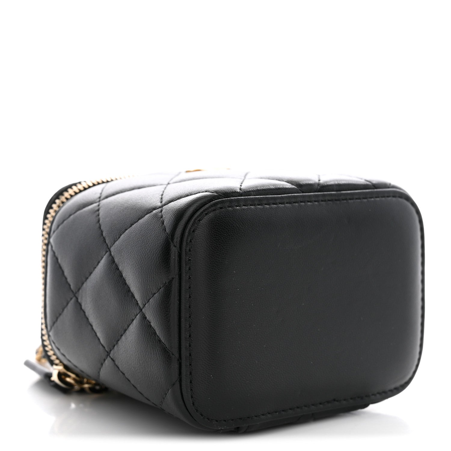 Chanel Lambskin Quilted Top Handle Mini Vanity Case With Chain Black 4 of 10