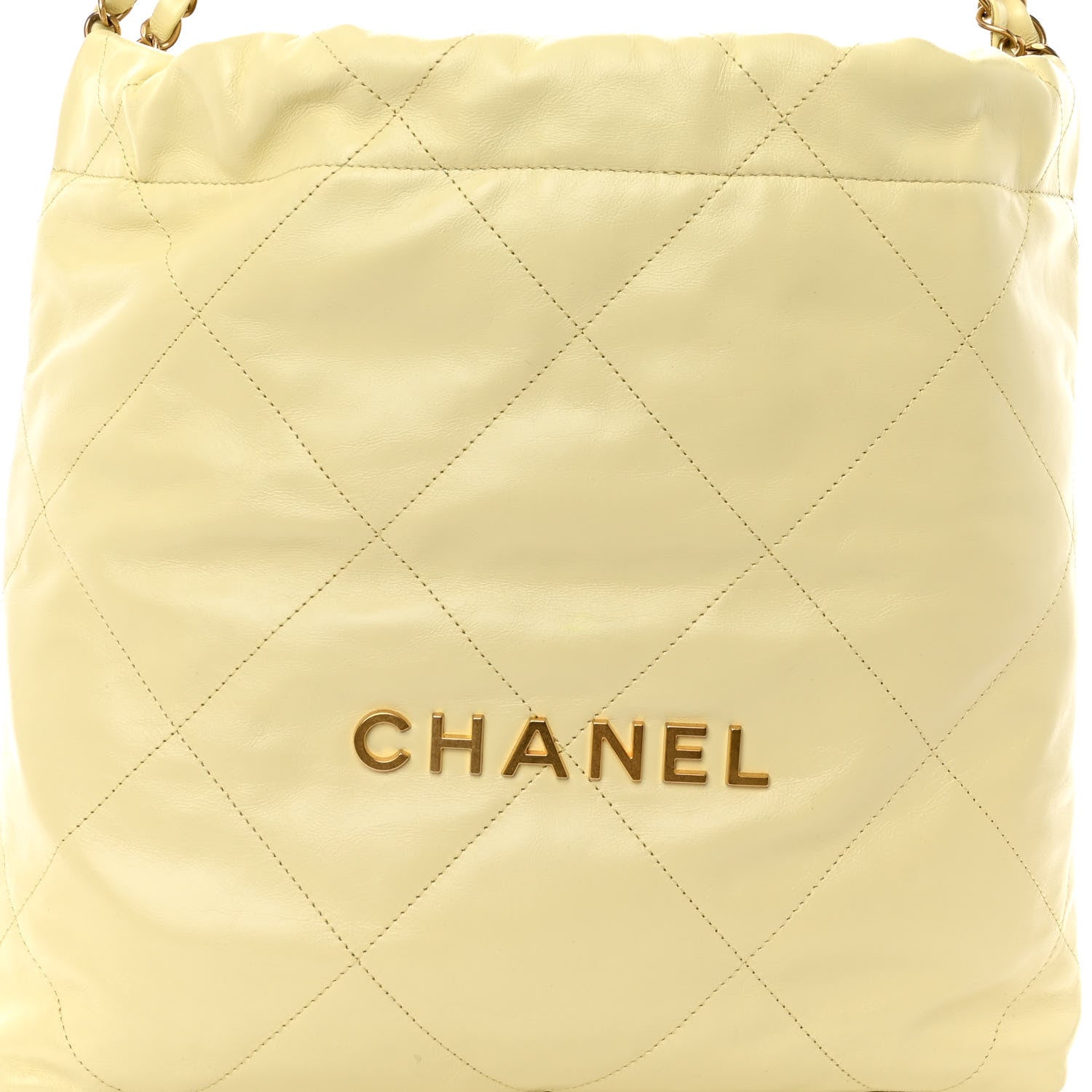 Chanel Shiny Calfskin Quilted Small Chanel 22 Light Yellow 9 of 11