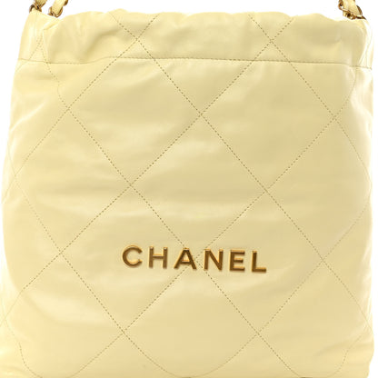 Chanel Shiny Calfskin Quilted Small Chanel 22 Light Yellow 9 of 11
