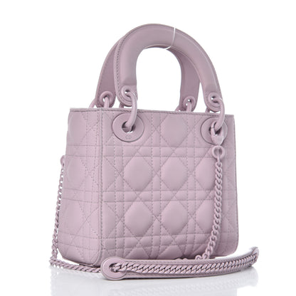 Christian Dior Ultra Matte Calfskin Cannage Mini Lady Dior Lavender 3 of 11