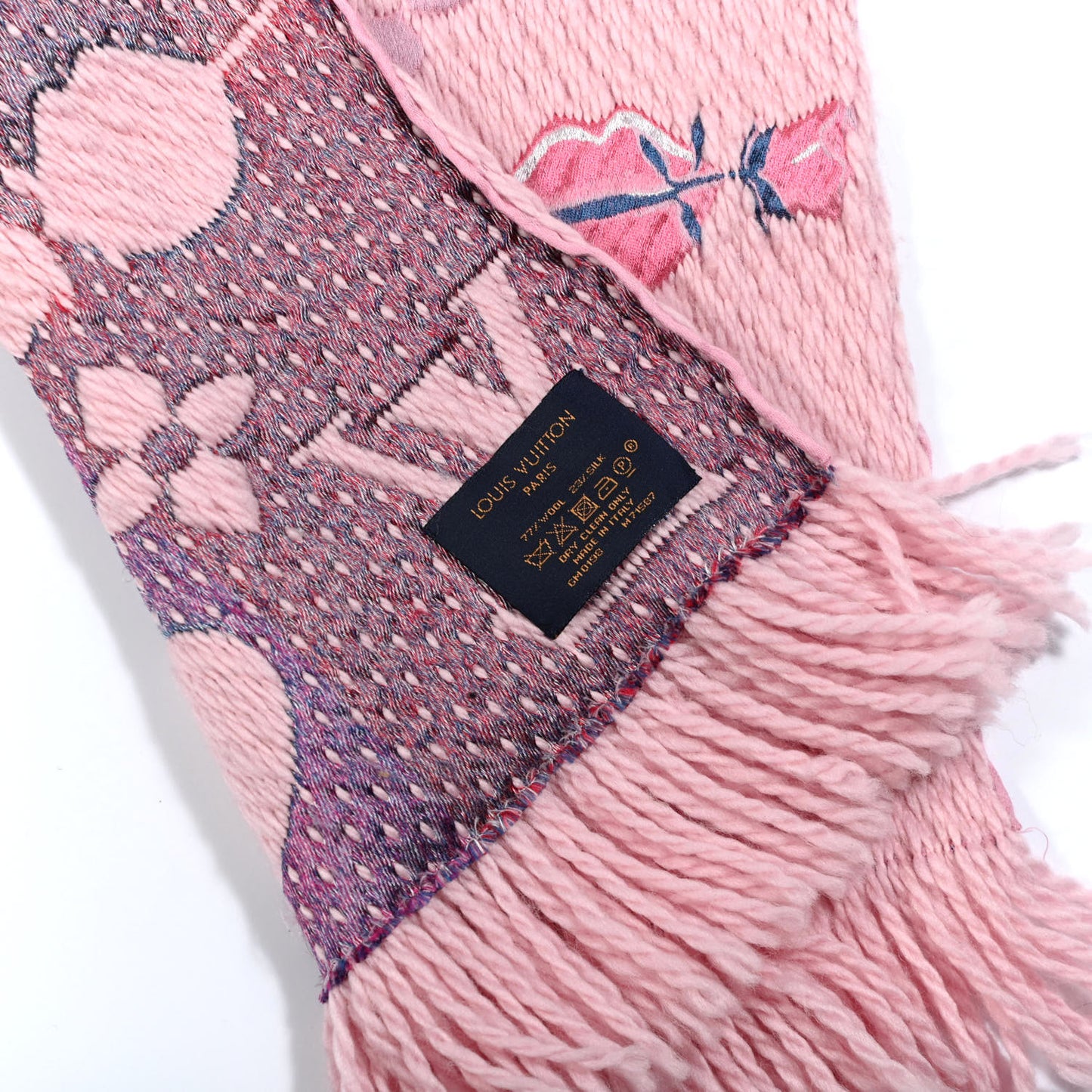 Wool Silk Logomania A La Folie Scarf Rose