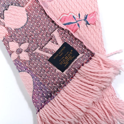 Louis Vuitton Wool Silk Logomania A La Folie Scarf Rose 3 of 4