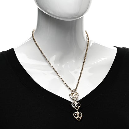 Chanel Metal CC Heart Coco In Love Drop Necklace Gold 2 of 4