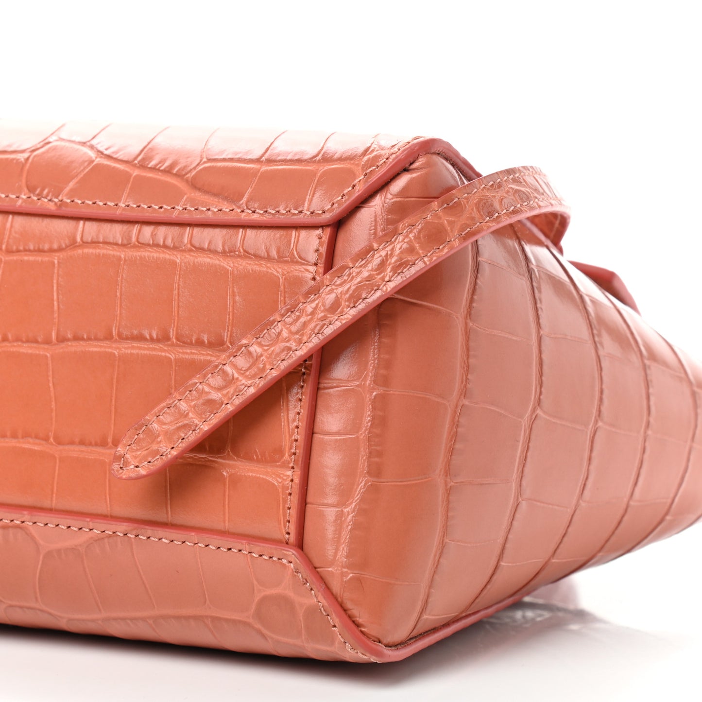 Calfskin Crocodile Embossed Nano Belt Bag Lychee