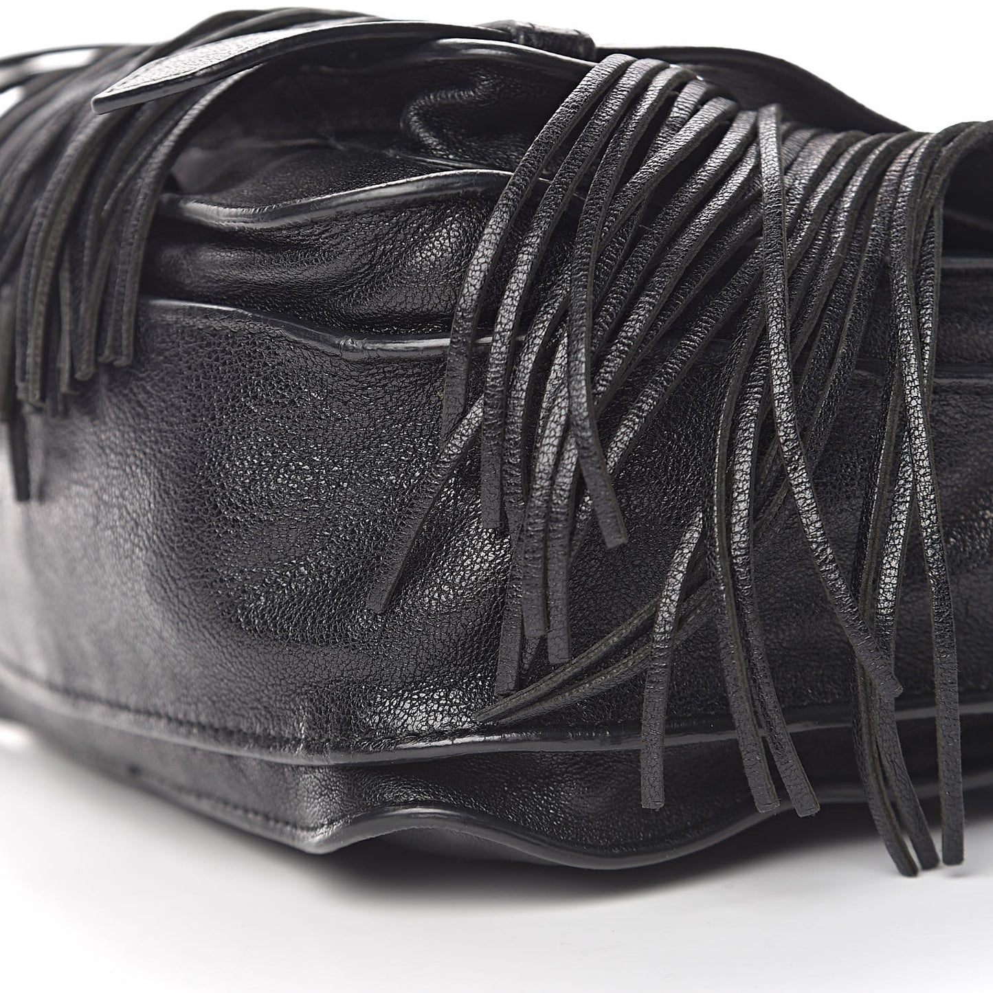 Lambskin Fringe PS1 Crossbody Pouch Black