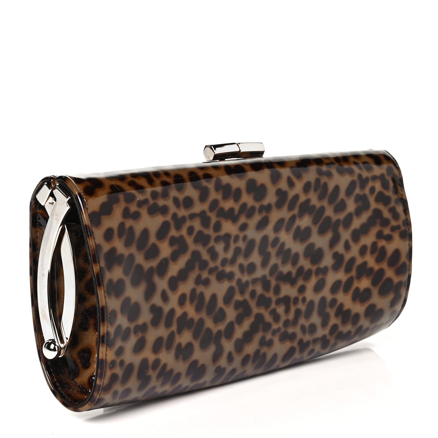 Jimmy Choo Patent Leopard Clutch Natural 3 of 9