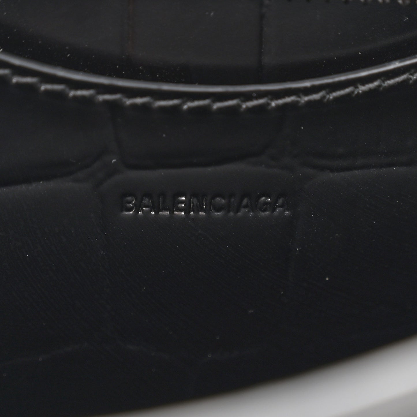 Semi Shiny Calfskin Crocodile Embossed Neo Classic Black Hardware Mini City Black