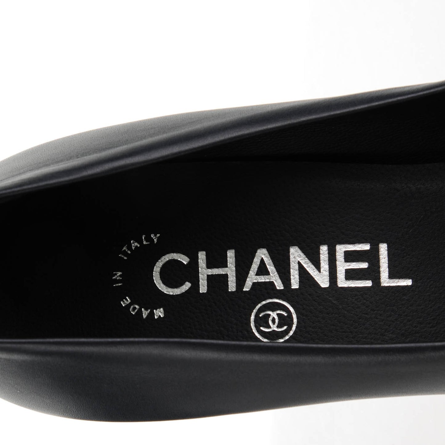 Calfskin Patent CC Cap Toe Platform Chain Pumps 36 Navy Black