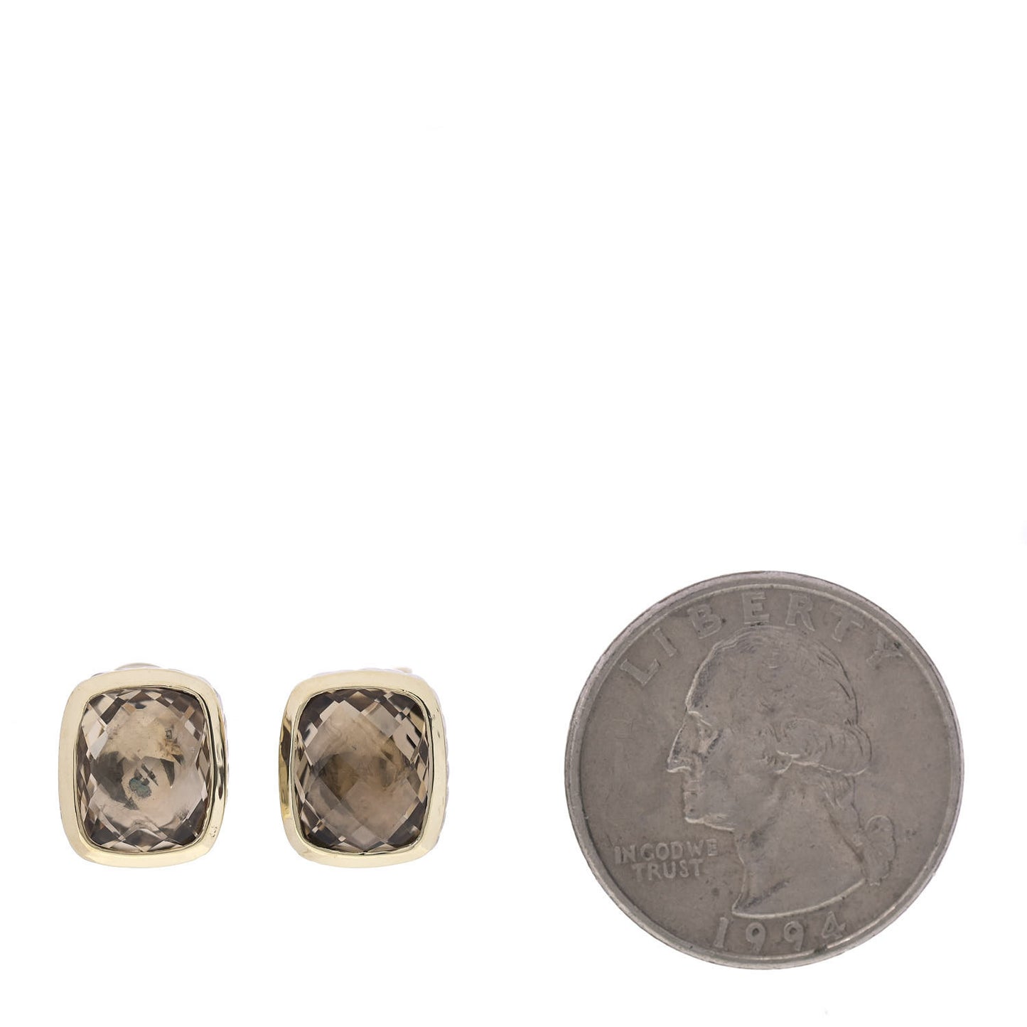 Sterling Silver 18K Yellow Gold Smoky Quartz 11mm Albion Earrings