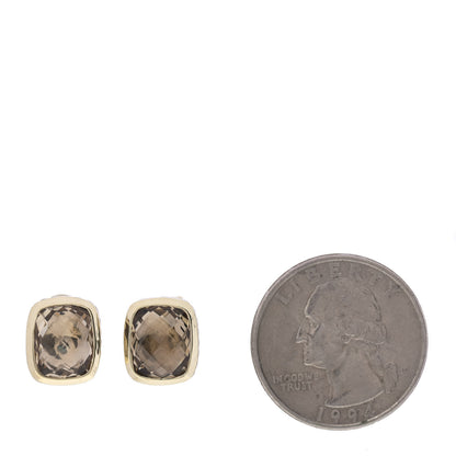 David Yurman Sterling Silver 18K Yellow Gold Smoky Quartz 11mm Albion Earrings 2 of 4
