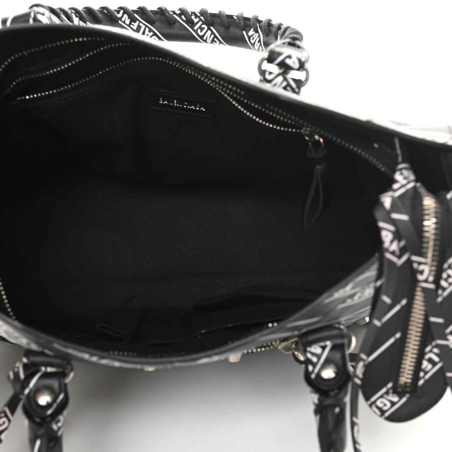 Veau Allover Logo Classic Silver Hardware S City Black White