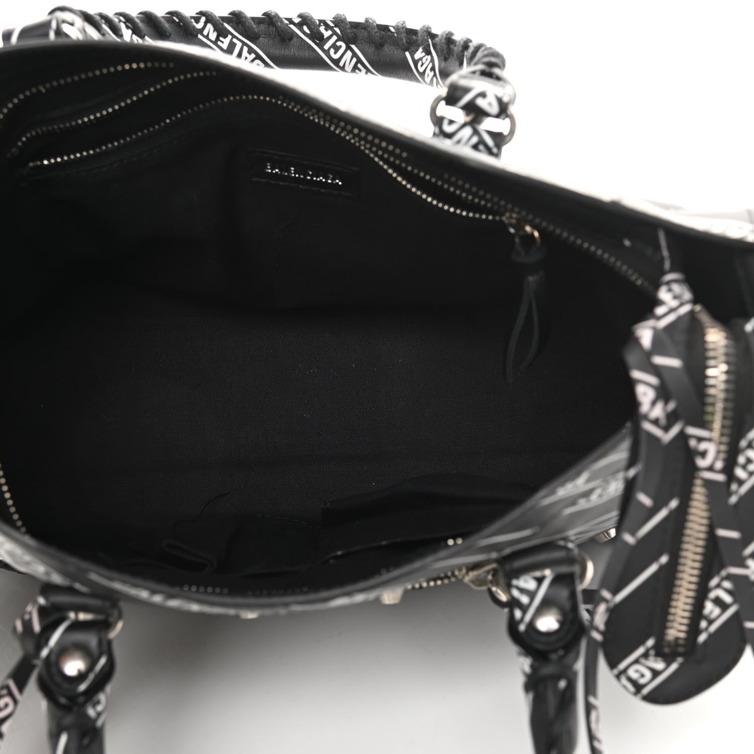 Balenciaga Veau Allover Logo Classic Silver Hardware S City Black White 5 of 10