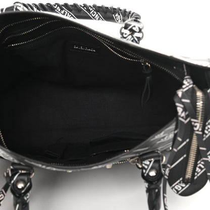Balenciaga Veau Allover Logo Classic Silver Hardware S City Black White 5 of 10
