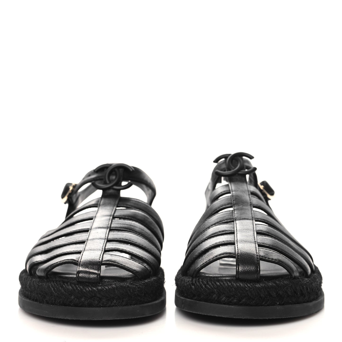 Lambskin Espadrille Sandals 37 Black