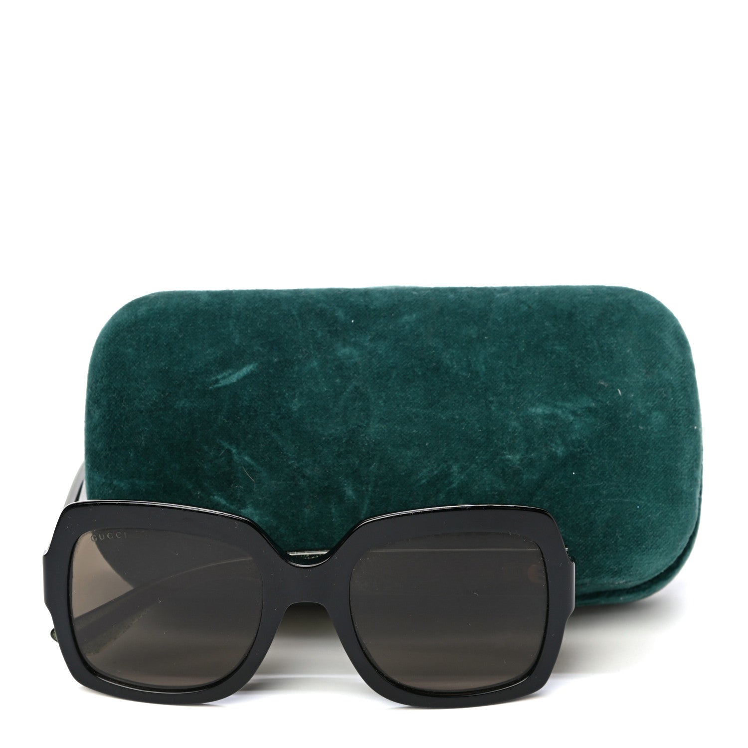 Gucci Acetate Oversize Square Web GG 0036S Sunglasses Black Green 8 of 8