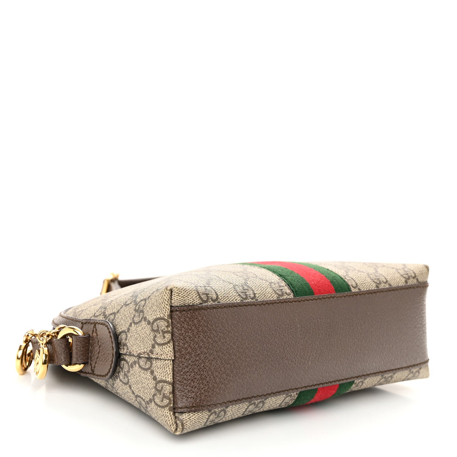 Gucci GG Supreme Monogram Textured Dollar Calfskin Web Small Ophidia Dome Shoulder Bag Beige Ebony New Acero 4 of 11