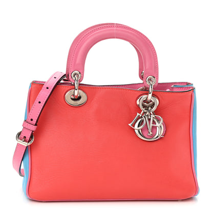 Christian Dior Calfskin Tri-Color Mini Diorissimo Tote Red Pink Blue 1 of 8