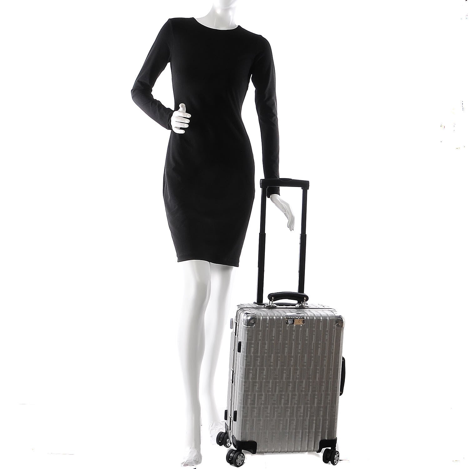 Fendi X RIMOWA Aluminum FF Print Roll Away Carry On Luggage Silver 2 of 8