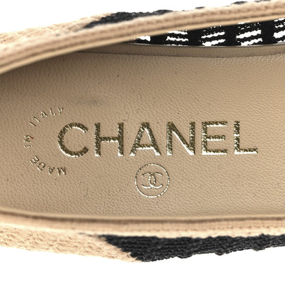 Chanel Raffia Cap Toe Ballerina Flats 39 Black Beige 8 of 8