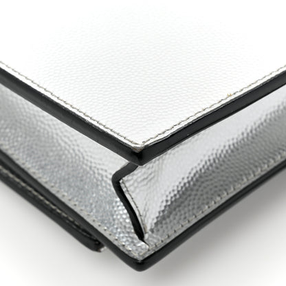Saint Laurent Metallic Grain De Poudre Clasic Monogram Kate Tassel Chain Wallet Argento 13 of 16