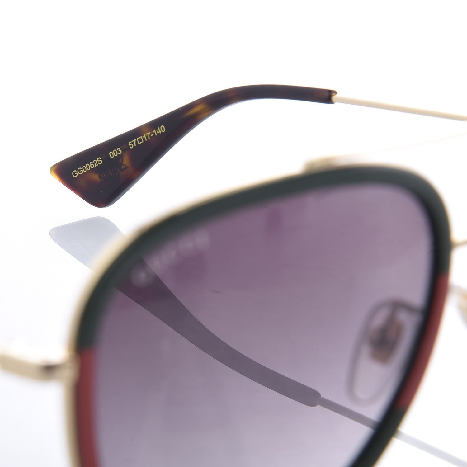 Gucci Web Aviator Sunglasses GG0062S Green Red 5 of 8