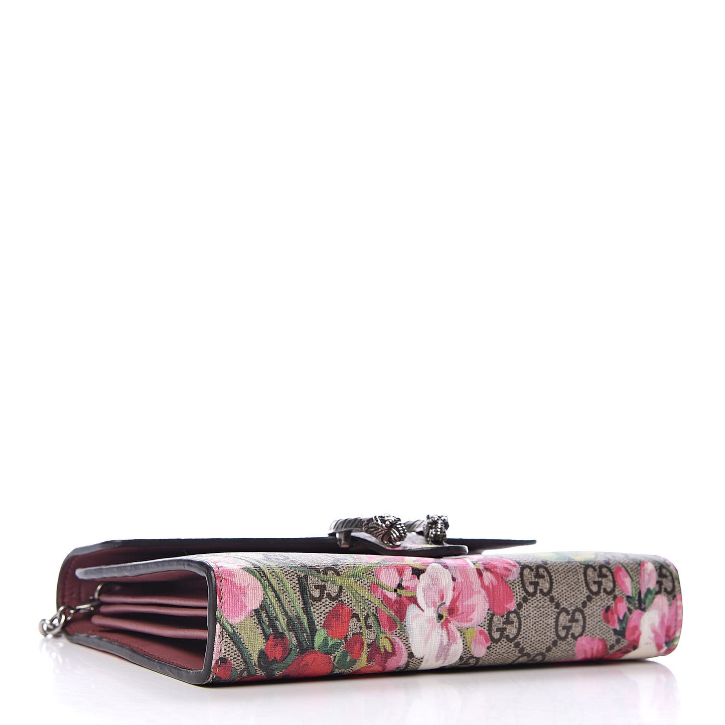 GG Supreme Monogram Blooms Mini Dionysus Chain Wallet Beige Multicolor Dry Rose