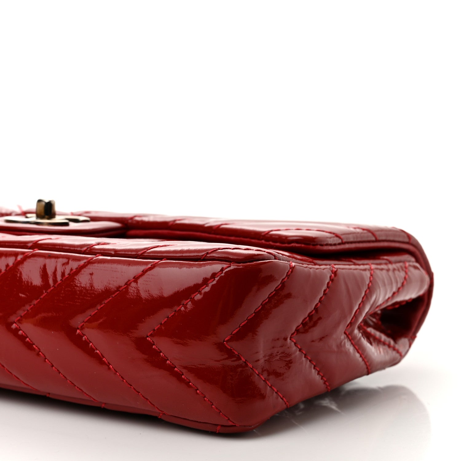 Chanel Patent Chevron Quilted Medium Single Flap Red 9 of 12