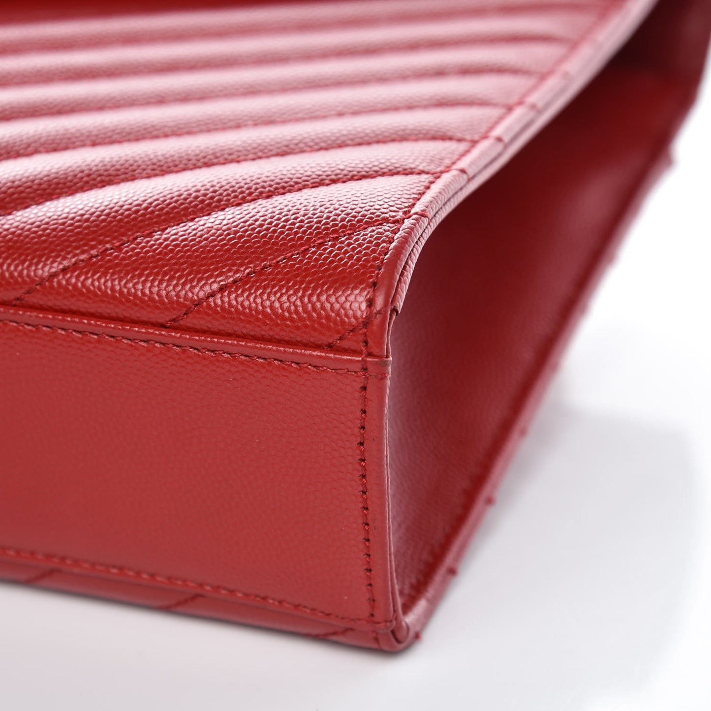 Grain De Poudre Matelasse Chevron Large Monogram Satchel Lipstick Red