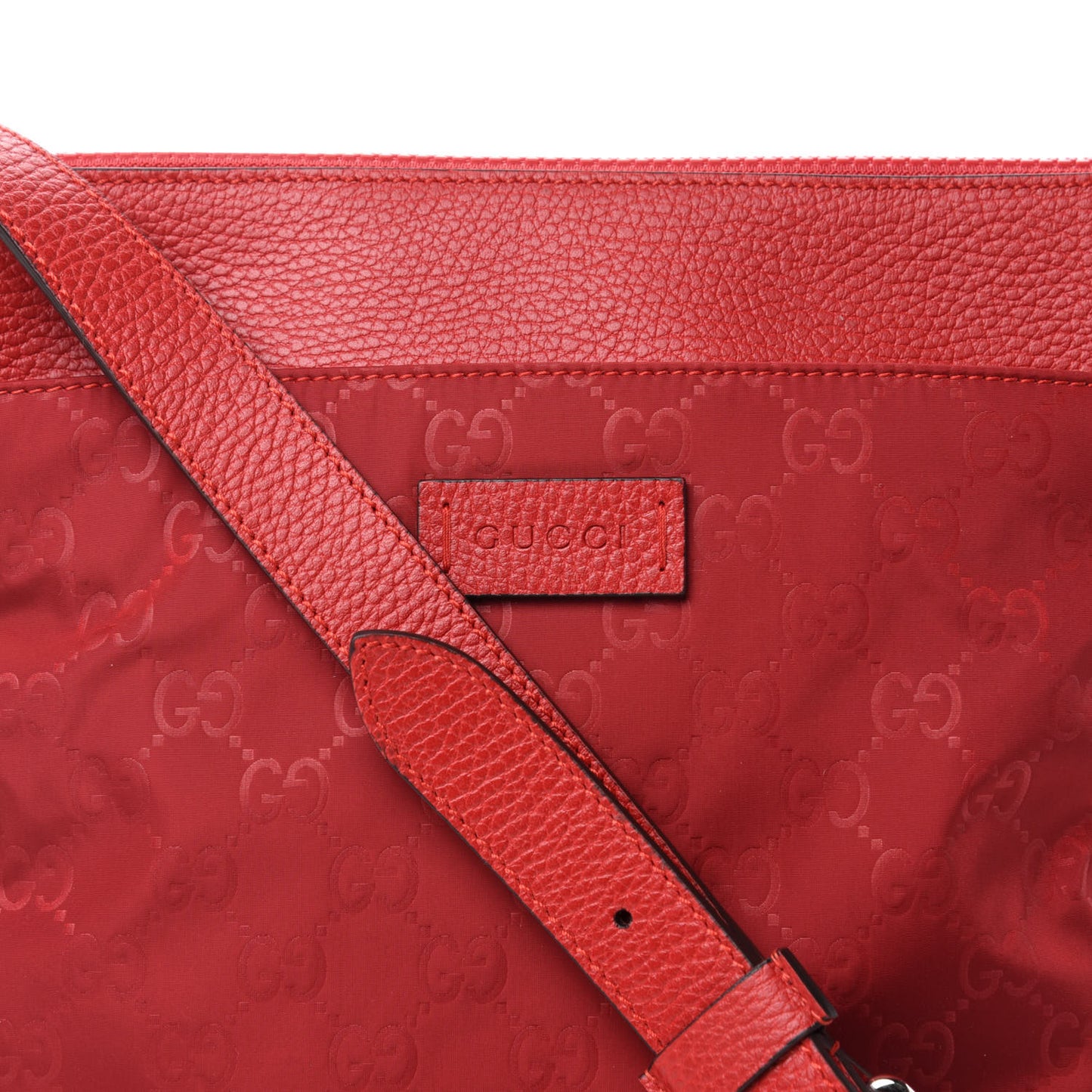 Nylon Monogram Dollar Calfskin Flat Messenger Bag Vibrant Red
